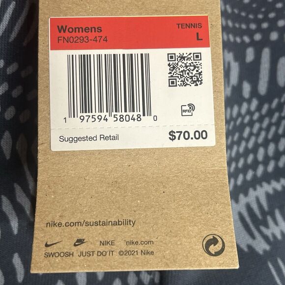 Nike Court Heritage Shorts Blue Geometric Print Womens L Knit Loose Fit - Picture 5 of 9